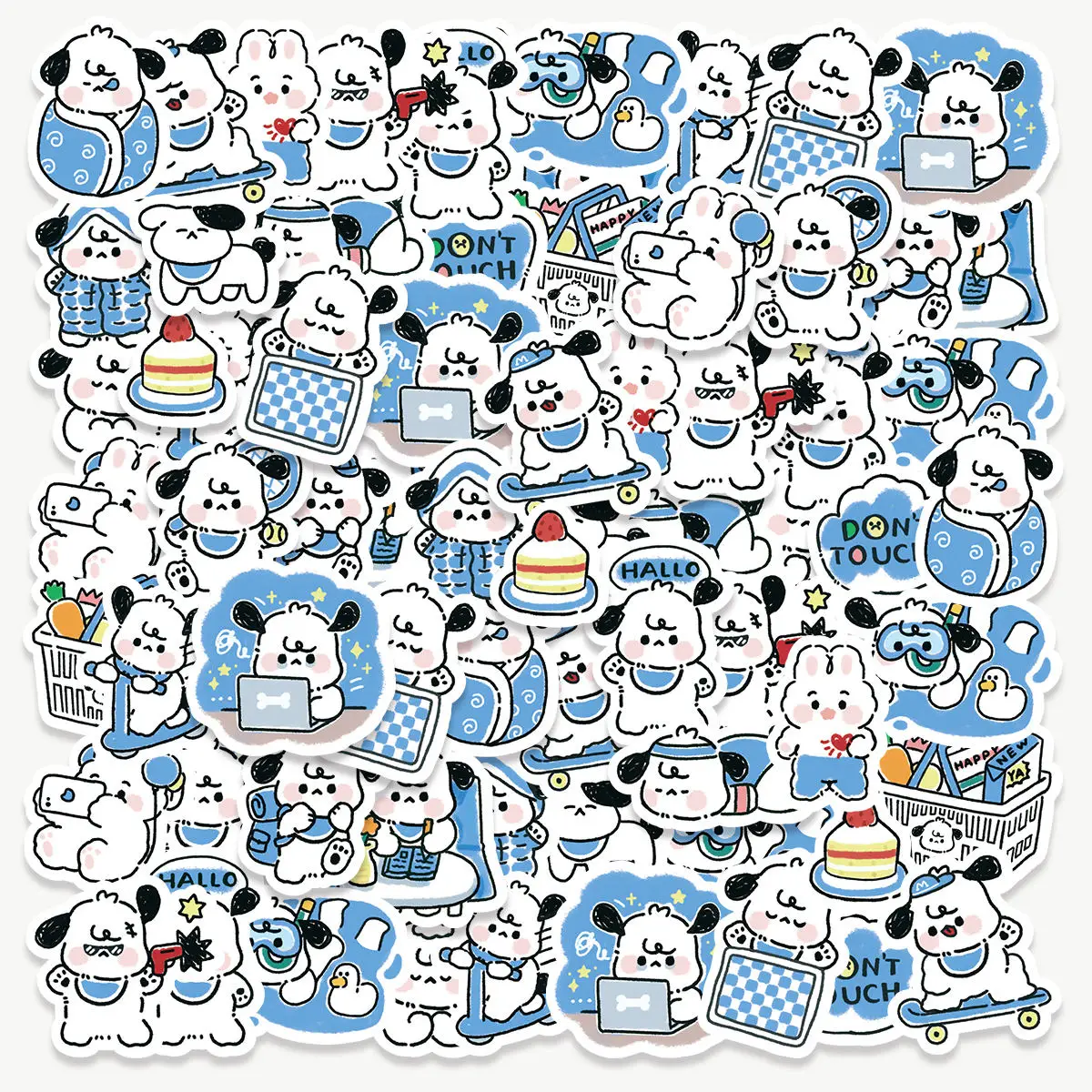 Etori Life PVC 창의적인 만화 귀여운 동물, 작은 강아지 여행 절묘한 패턴, 학생 DIY 장식 스티커, 40 개