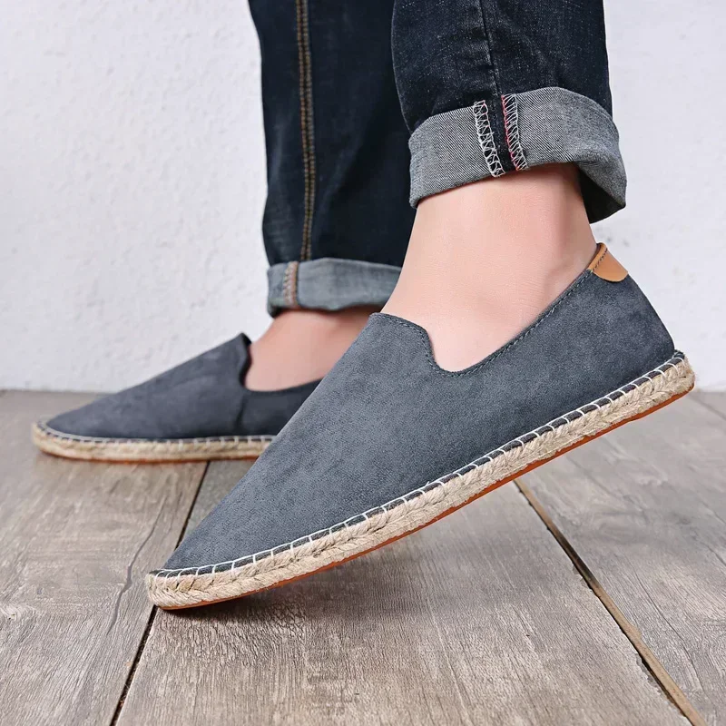 Convenient Slip-on Hand Sewn Thread Linen Sole Shoes Breathable Comfortable Loafers Outdoor Casual Shoes Straw Woven Canvas Shoe
