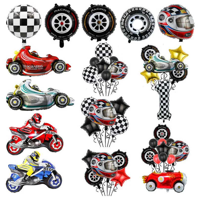 

Воздушный шар из алюминиевой пленки, набор воздушных шаров с колесным шлемом 18 дюймов, в стиле гонок, оптовая продажа