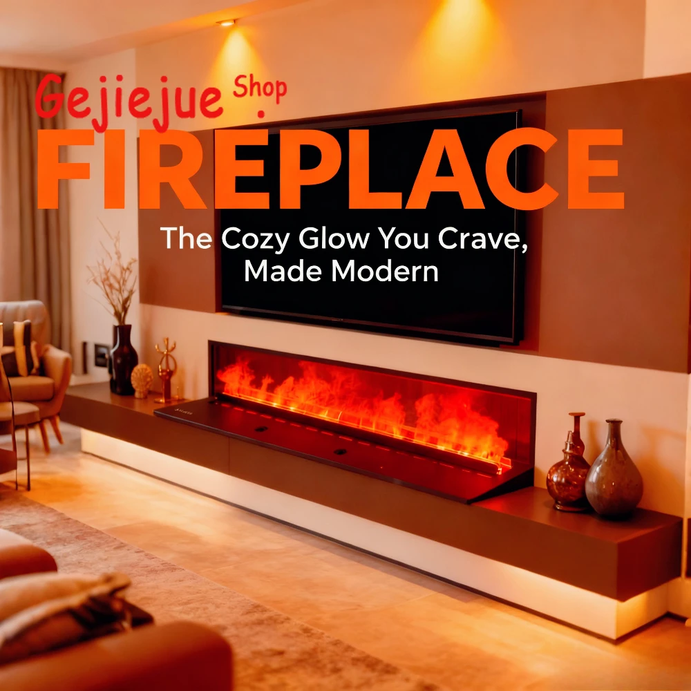 เตาผิงไอน้ำไฟฟ้าอัจฉริยะสำหรับตกแต่งภายในบ้าน พร้อมฟังก์ชั่นเพิ่มความชื้นในอากาศ แสงไฟ LED รูปเปลวไฟ 3 มิติ ใช้เป็นขาตั้งทีวีได้ 1