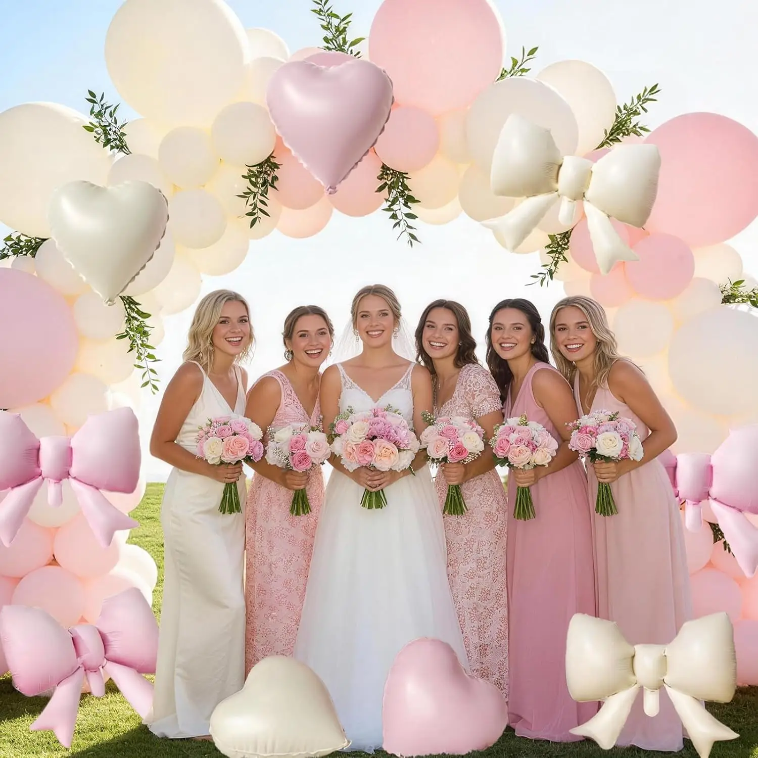 20 Stück cremefarbene Herz- und Schleifenballons, rosa/rot/weiß, für Mädchen, Frauen, Geburtstag, Valentinstag, Verlobungsfeier – Detail 9