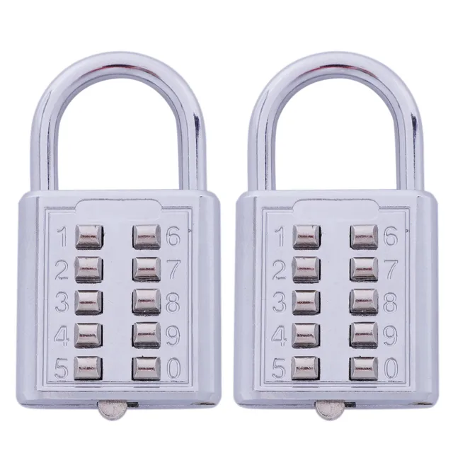 2X Anti-Theft Button Combination Padlock Digit Push Password Lock Zinc Alloy Security Lock Suitcase Luggage Coded Lock-[A49T] 2