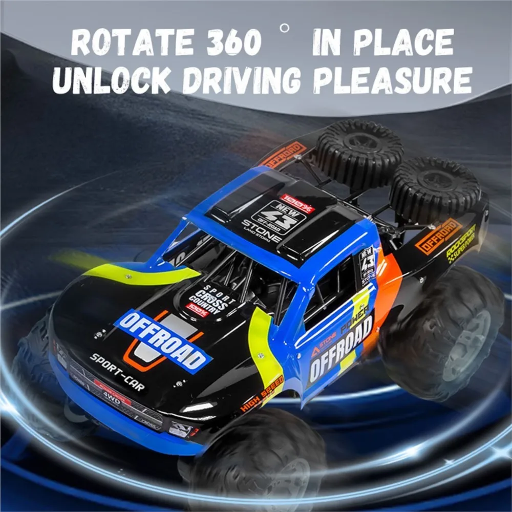 Voiture RC tout-terrain JJRC Q205 1/14 4x4 amphibie radiocommandée bleue flottant sur l'eau, prête pour la cascade 360°