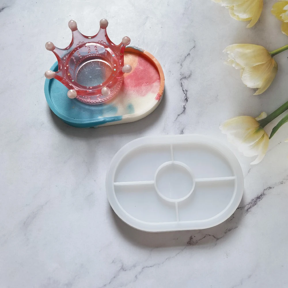 DIY 멀티 사이즈 타원형 컵 쿠션 실리콘 몰드 에폭시 수지 몰드 보관함 만들기 홈메이드 공예 책상 장식 주조 도구