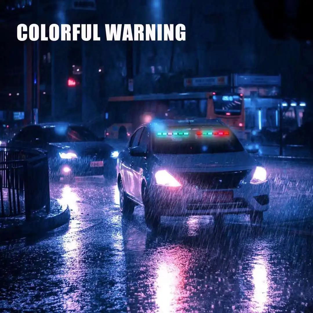 2in1 Car Emergency Light Colorful ambiance lights car colored lights decorative lights Windshield LED Car Strobe Light 12-24V