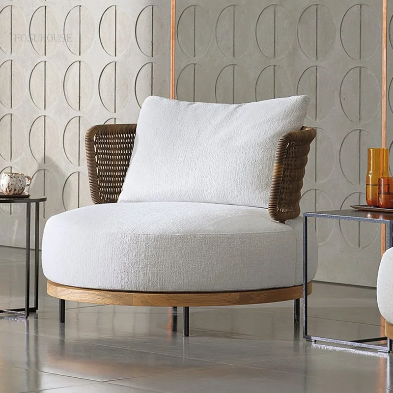 Outdoor Courtyard Designer Hotel Rattan Sofas Household Furniture Balcony Sofa Chair Club Villa Garden Dormitory Backrest Chairs