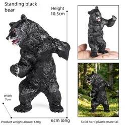 Realistic Black and Brown Bear Cub Figurines for Home Decor and Collections (Standing Black Bear)