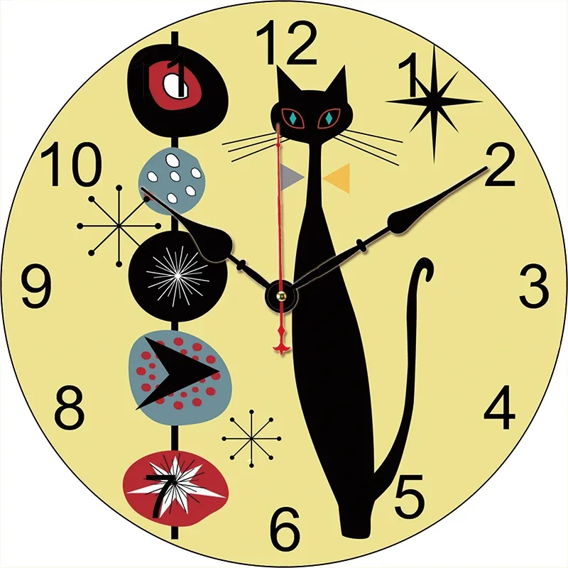 

Настенные часы в средневековом стиле с мультяшным котом, круглые бесшумные часы, настенные часы, художественный Декор для дома, спальни, гостиной, офиса, украшение