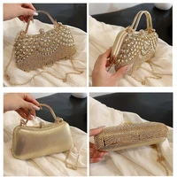Women Hand Bag Rhinestone dinner bag, tassel hand-held banquet bag, fashionable socialite evening gown, single shoulder slanted - Image 4