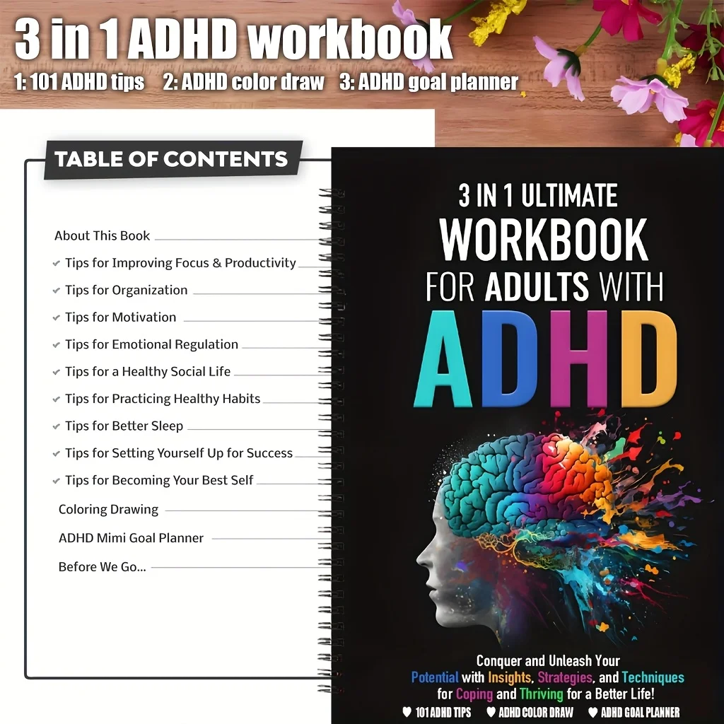 3 in 1 ADHD Workbook: Master Focus Time Management Anxiety with 101 Tips Techniques Strategies 2