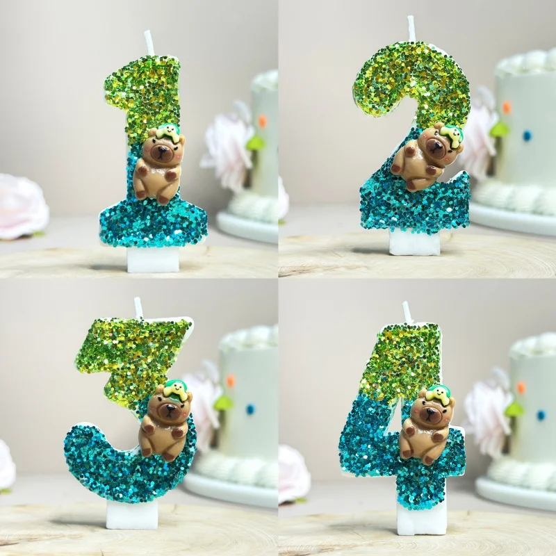 Niedliche Partykerzen mit Capybara-Motiv, Nummer 0 bis 9, Geburtstagsparty-Dekorationen für Kinder, Babyparty, Partyzubehör