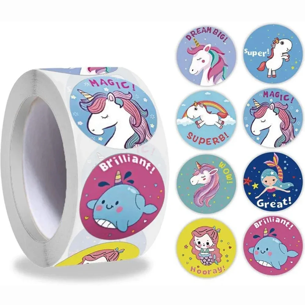 

500-1000pcs Cute Cartoon Unicorn Stickers Reward Labels Pegatinas for Kids Children Gift Toys Wrap Decoration Stationery Suppies