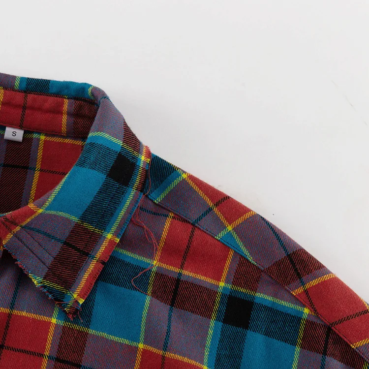 Patchwork Vintage Loose Shirts Female Casual Patchwork Pocket Long Sleeve Contrast Autumn Outwear Women's Shirts Tee