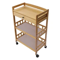 Mobile Kitchen Cart Trolley Rolling Wheelcart Storage Rack Beauty Salons Restaurants Bamboo 65kg Bearing 5