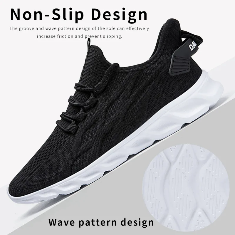 Men Vulcanized Shoes Breathable Comfortable Casual Sneakers Anti-slip Lace-up Tennis Walking Flats Shoe Zapatos Hombre Size 36 2