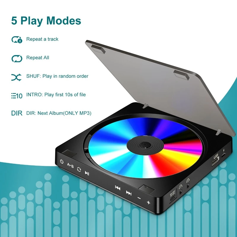 Portable CD Player HIFI Version Contact Button Reproductor CD Rechargeable Shockproof LCD Display with music