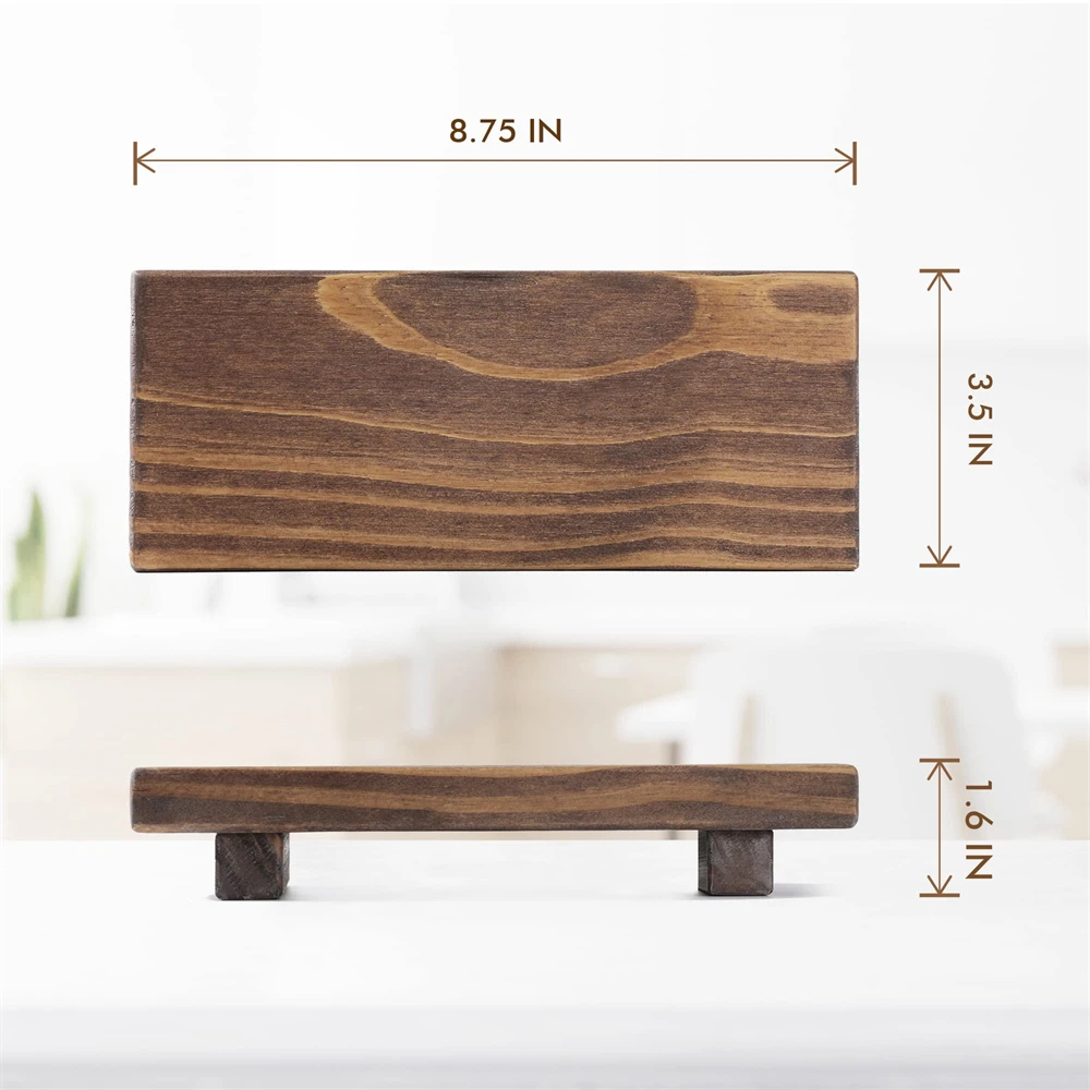 Wood Pedestal Soap Stand, Farmhouse Wood Riser, Soap Dish Holder/Tray Counter Decor for Bathroom Kitchen, Rustic Candle Plant 5