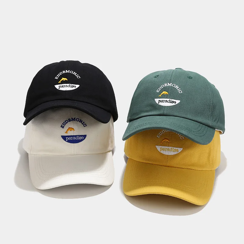 Fashion Dolphin Embroidery Solid Breathable Women Men Baseball Hats Girls Boys Baseball Caps Outdoor Sunscreen Hat
