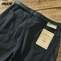 HIQOR marque hommes 100% coton pantalons décontractés 2026 pantalons amples pour hommes Baggy pantalons de travail grande taille 38 pantalons Cargo Y2k pantalon homme 6