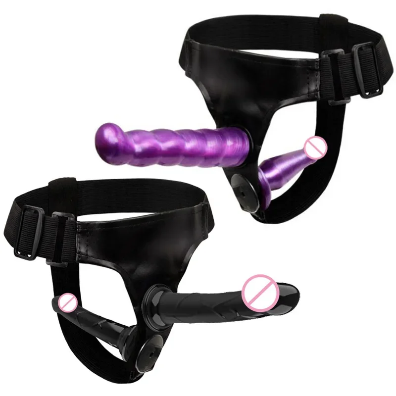 Double Penis Dual Ended Strapon Ultra Elastic Harness Belt Strap On Dildo Adult Sex Toys for Woman Couple Anal Soft Dildo sex toys