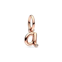 Sell well Rose Gold Plated Alphabet Series Charm Beads Fit Original 925 Sterling Silver Bracelet DIY Jewelry Fashion Gift 2