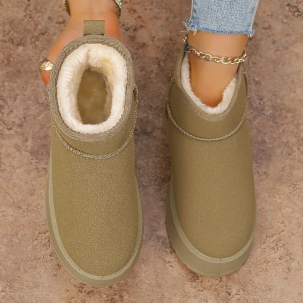 Thick Bottom Fleece Lined Snow Boots Winter Hot Sale Of The Season Women's Casual Short Boots Korean Style Rubber Material Booti