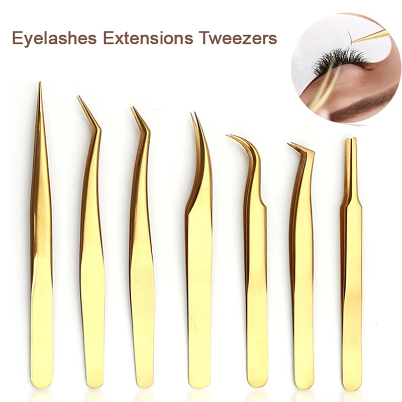

1Pcs Eyelashes Tweezers Stainless Steel Straight And Curved Tweezers High Precision Anti-static Tweezers For Eyelash Extensions