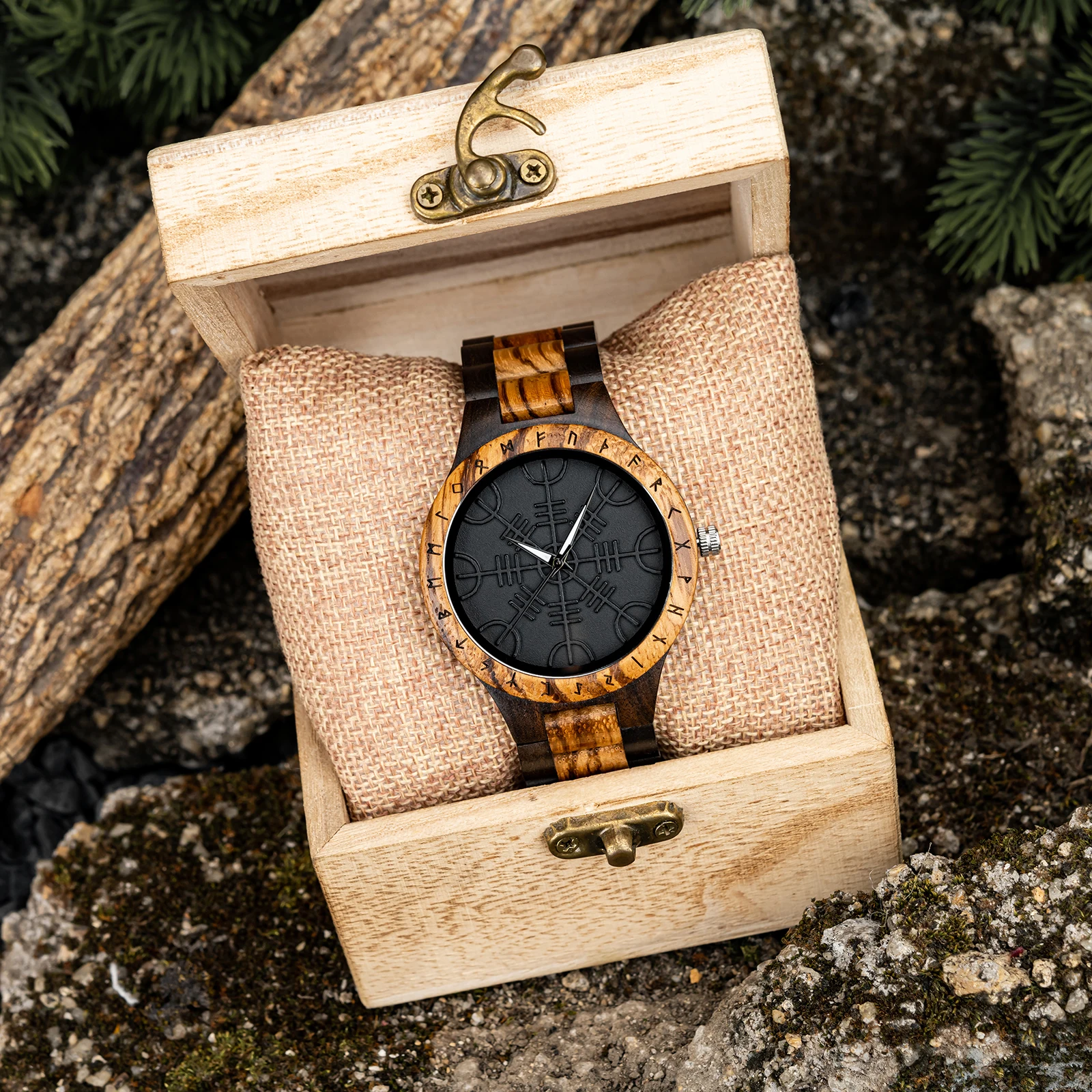 BOBO BIRD-Montres en bois pour hommes, Viking Kokors, Symdains Relojes Para zones bre, Logo personnalisé