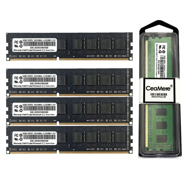 CeaMere DDR3 2개 데스크탑 범용 메모리, D3 4G/8G 1333MHz/1600MHz 메모리, PC 1.35V/1.5V U-DIMN 240핀 메모리 카드 도매