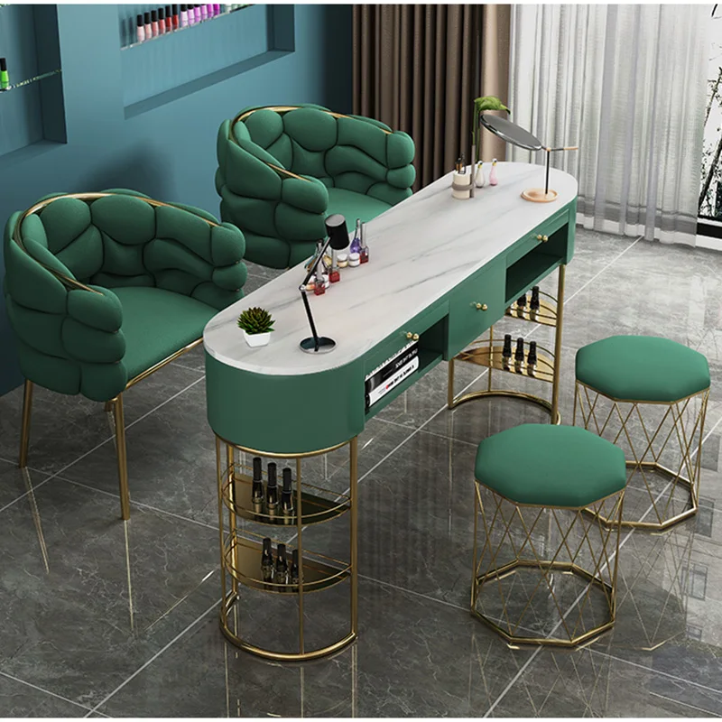 Nordic Designer Nail Tables Salon Furniture Double Nail Manicure Table Set Simple Shop Single Professional Manicure Table
