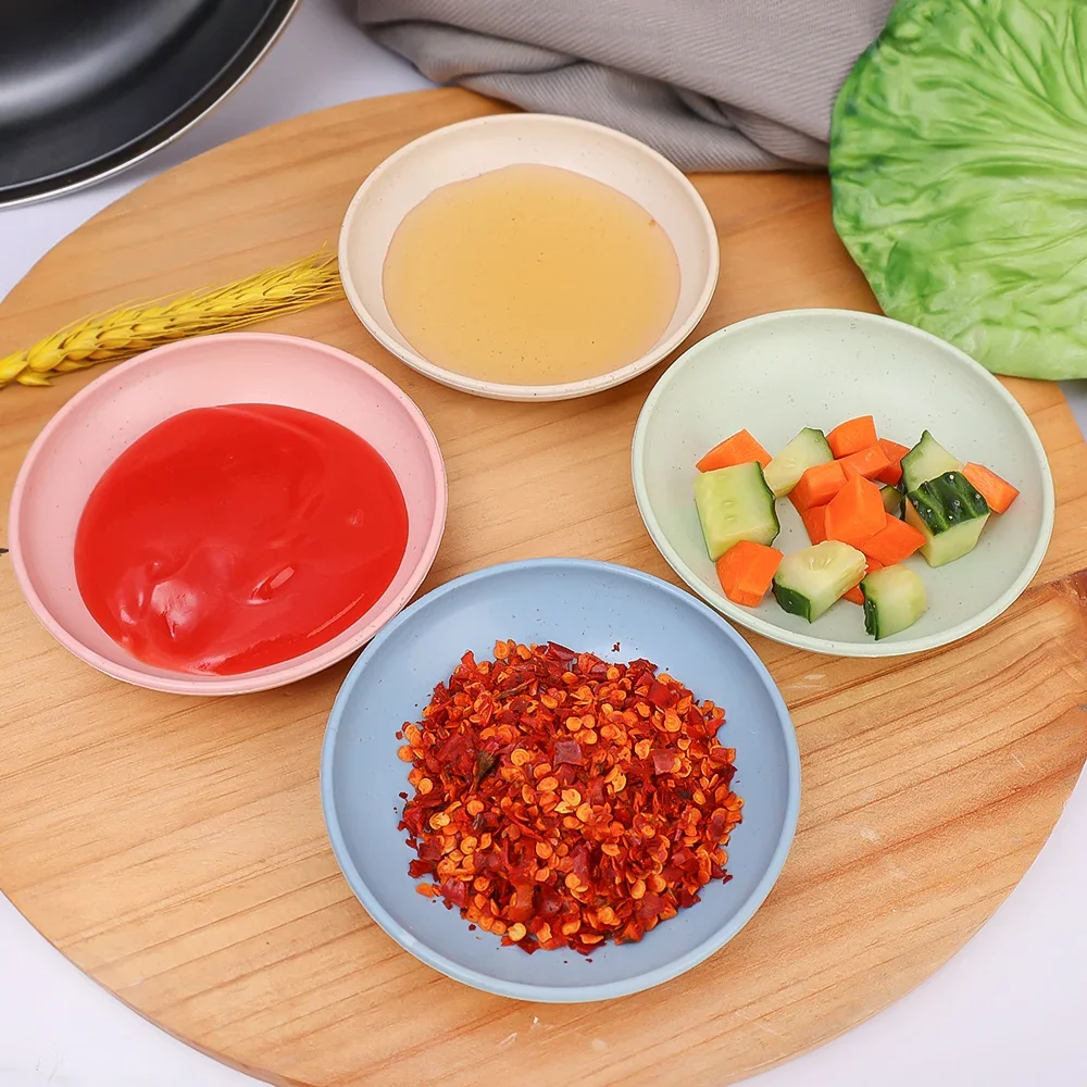 Wheat straw dish Wheat Straw Saucer Dessert Plate Snack Bowl Salad Saucer Kitchen Seasoning Dish Home Cake Trash Fruit Dishes Party Supplies