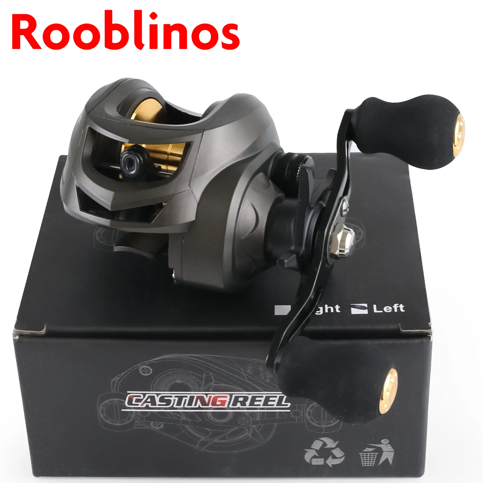Moulinet baitcasting Rooblinos AK ratio 7.2:1 2+1 roulements 18LB drag pour pêche eau douce et mer