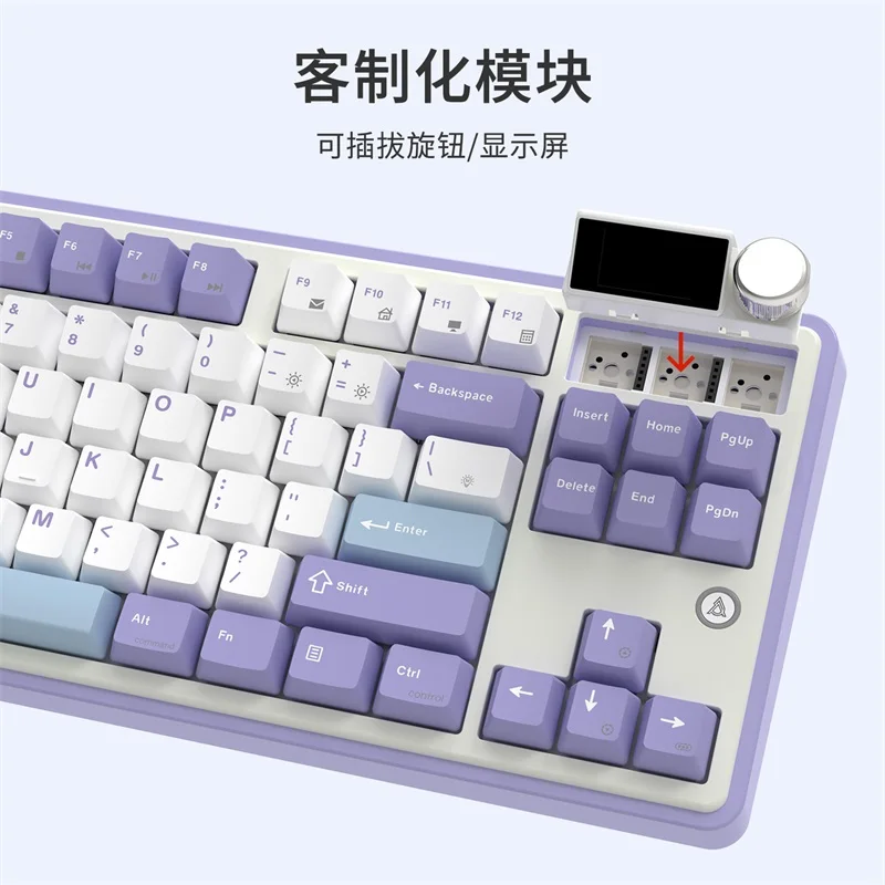 AJAZZ AK870 프로 기계식 키보드, Konb RGB 게이머 키보드, 핫 스왑 게이밍 액세서리, 사용자 정의 화면, 3 가지 모드 개스킷