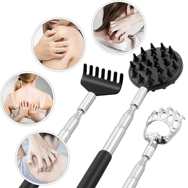 3Pcs/Set Back Scratcher Telescopic Scratching Back Scratcher Massager Kit Scraper Extendable Telescoping Itch Massage Relaxation 2