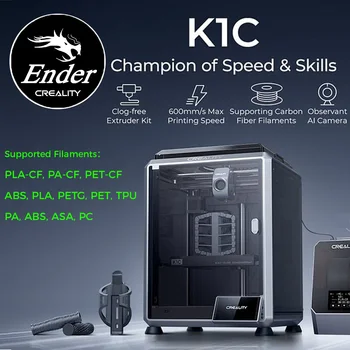Creality K1C 3D 프린터 자동 레벨링, 견고한 직접 압출기, 트라이 고속 인쇄 업그레이드 K1, AI 카메라 프린터 포함, 600 mm/s