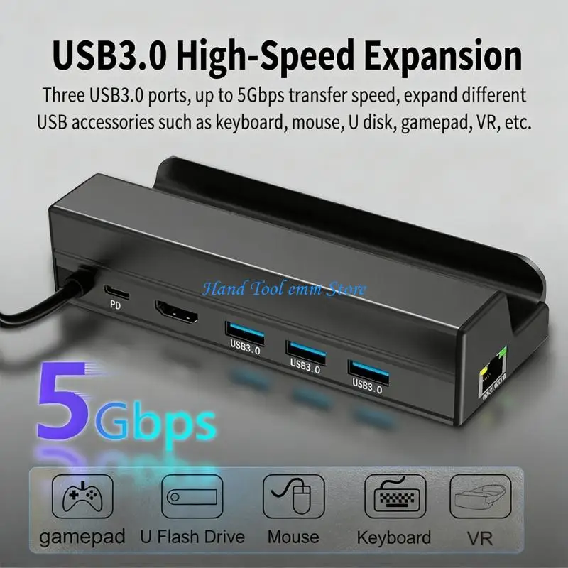 비디오 출력 금속 구조를 갖춘 H37F Type C USB 게임 시스템 확장 유닛