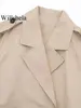 Willshela Women Fashion With Belt Cropped Trench Jacket Vintage Notched Neck Long Sleeve Female Chic Lady Coat Outfits 4