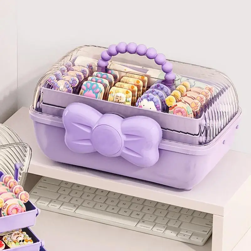 Hair Accessories Storage Box Girls Bows Hair Holder With Handle Versatile  Three Layer Organizer For Nail Sewing Supplies Makeup - AliExpress