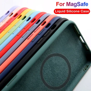 Magnetic Liquid Silicone Phone Case For iPhone 16 15 14 13 12 11 Pro Max Mini 16 XR XS Plus For Magsafe Wireless Charging Cover 1