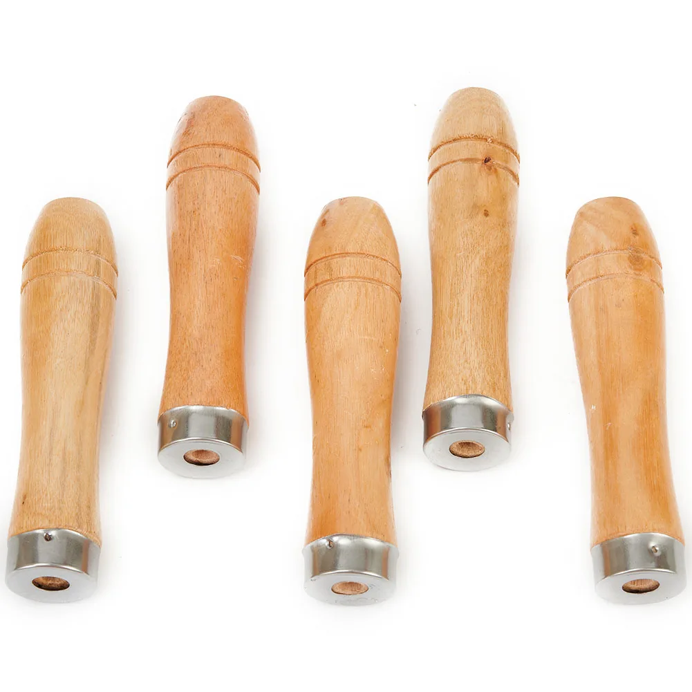 

5pcs Wooden File Handle Replacement Strong Metal Collar For File Craft Tool 11cm Metal Screwdriver Hand Drill With Wooden Shank