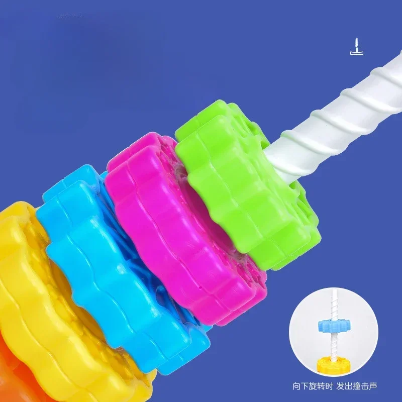 Educational Toys Montessori Rotating Rainbow Tower Baby Stacking Puzzle Toys Safety Environmental Protection Colored Children's Toys