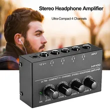 4 Channels Mini Headphone Amplifier HA400 Ultra-Compact Stereo Audio Amplifier With Power Adapter 10MHz Earphone Amp for Music