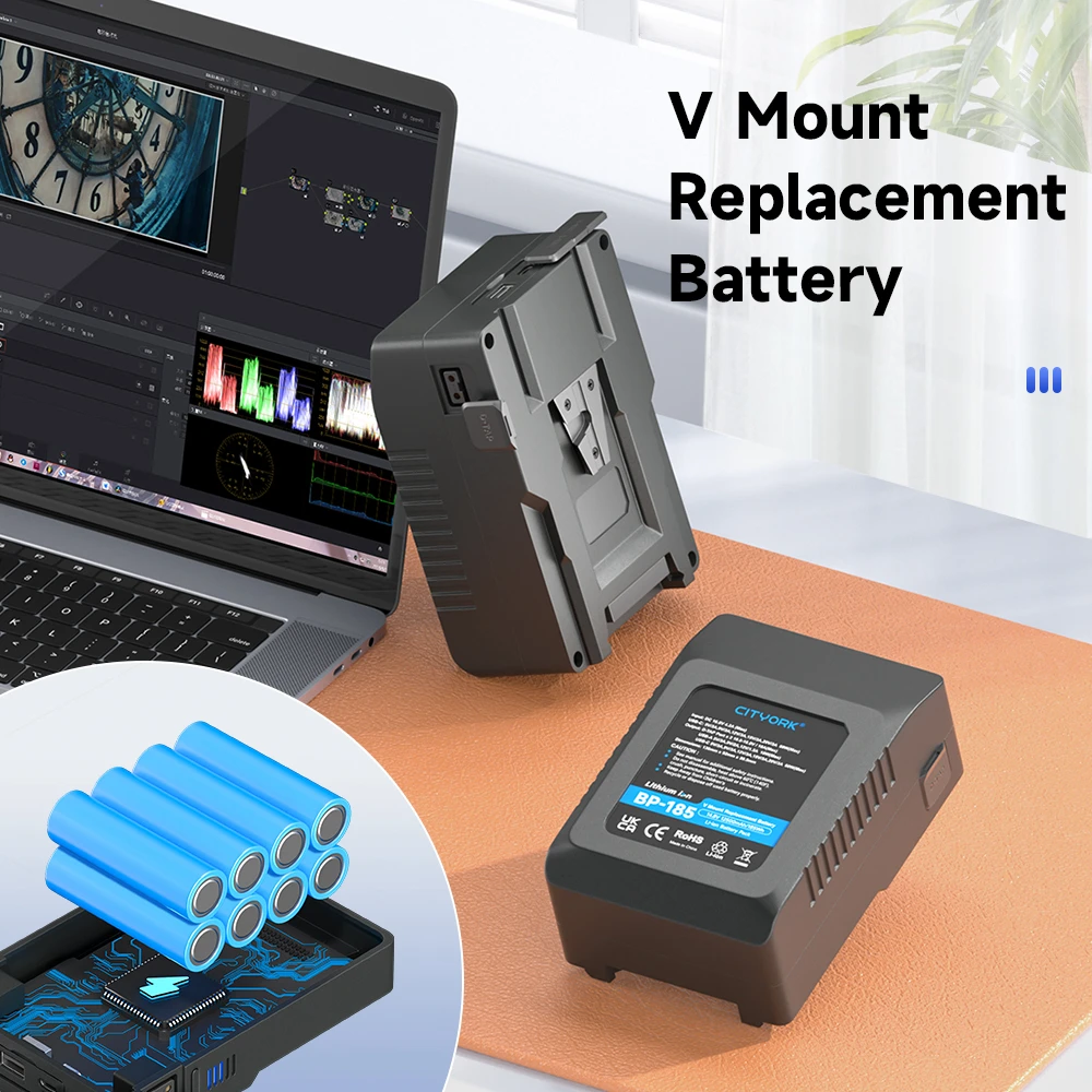 Palo Bp-185 12500Mah V Mount Batteria V-Lock Batterie Bp Per Sony Camcorder Broadcast Led Video Light Blackmagic Ursa Mini Pro