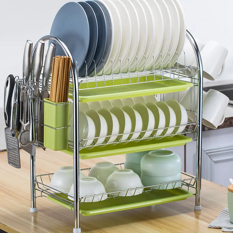 

2 Tier Dish Drainer Rack Holder Dish Drying Rack Plate Dish Cup Cutlery Drainer Rack Plates Holder with Mug Holder Storage Rack