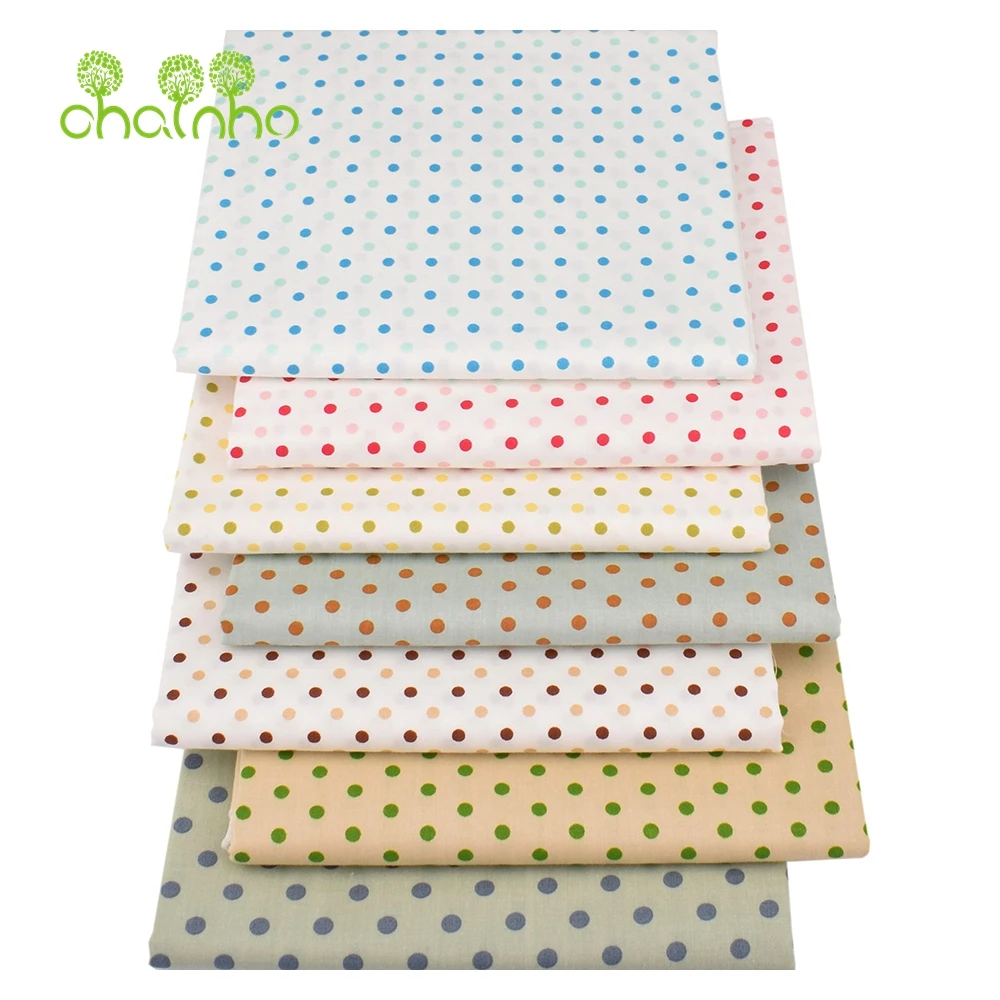 Chainho,Printed Twill Weave Cotton Fabric,Patchwork Cloth,DIY Sewing Quilting Material,Dot Series,2 Specification,CC272
