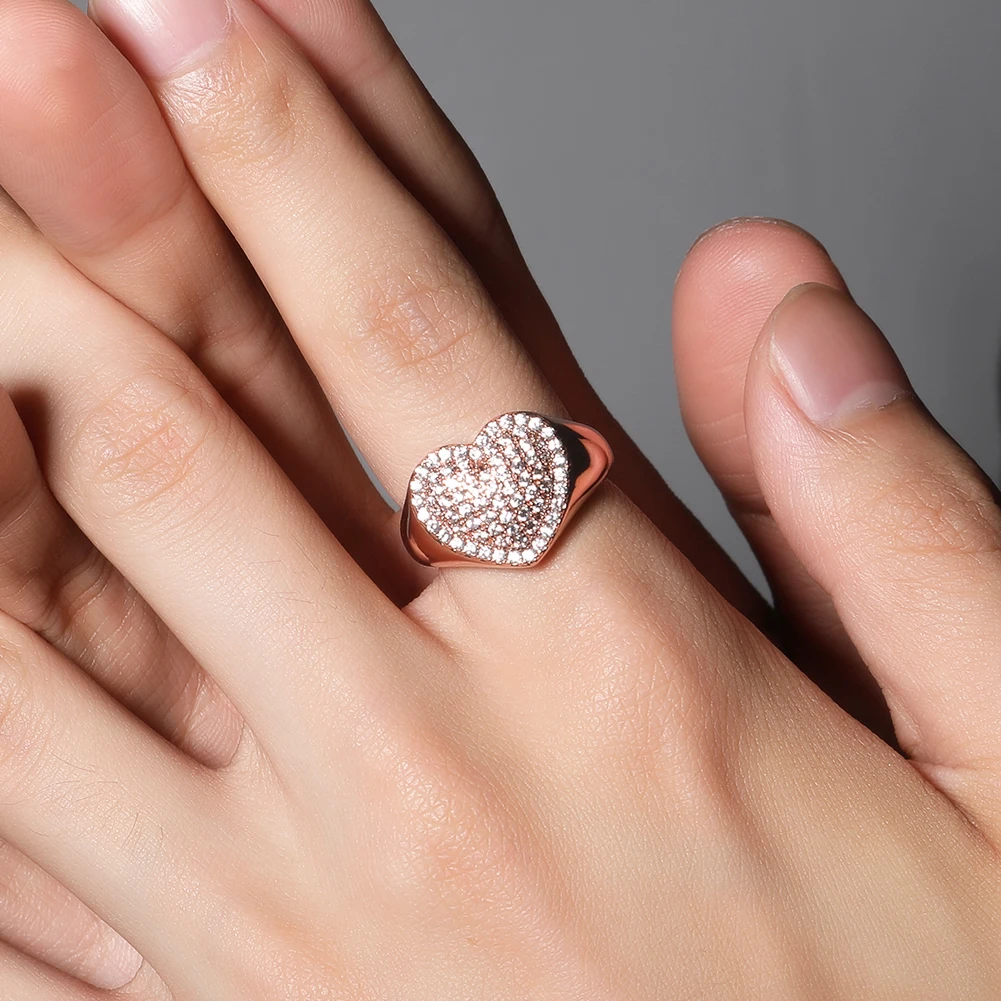 Finger Rings Jewelry Rings Ring Jewelry Cubic Zircon Ring UWIN Heart Rings Rose Gold Color Cubic Zircon AAA Rings Hiphop Jewelry Gift