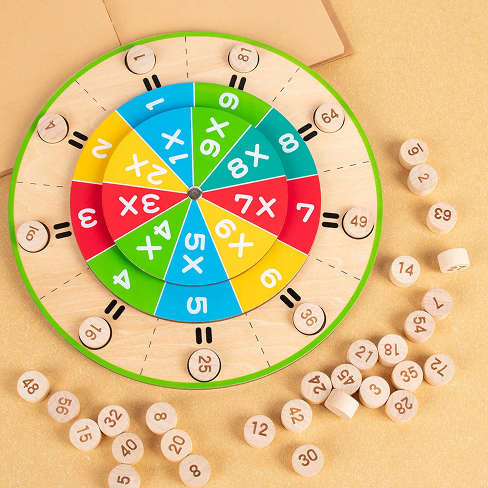 Educational Toys Counting Wooden 99 Multiplication Table Turntable Educational Toy Mathematics for Kid Classroom Teaching Learning Toys Activities