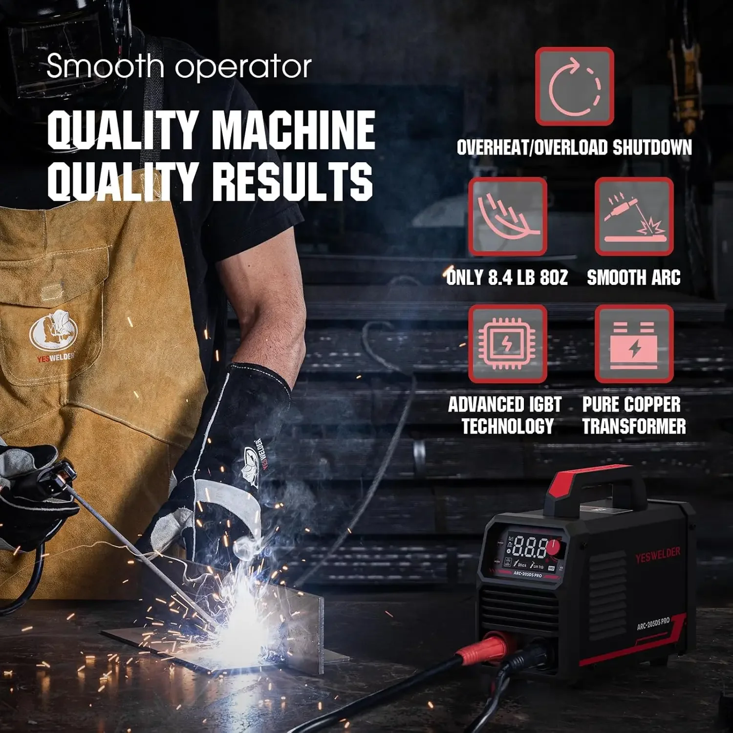 205Amp Stick Welder 110V/220V Dual Voltage Portable Welding Machine Digital Inverter IGBT ARC Welder Machine with Hot Start 3
