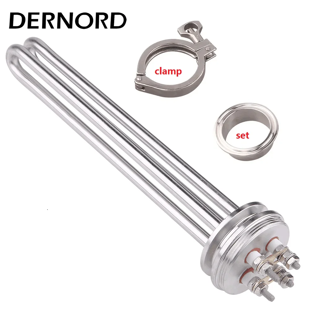DERNORD 1.5 Inches Immersion Tri Clamp Tubular Heating Element 220V 2500w/3500w/4500w Brew Resistance Heater Water water heating rod,electric water heater device,cartridge heaters