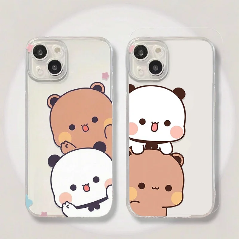 Adorable Cartoon Couple Panda Phone Case Cover